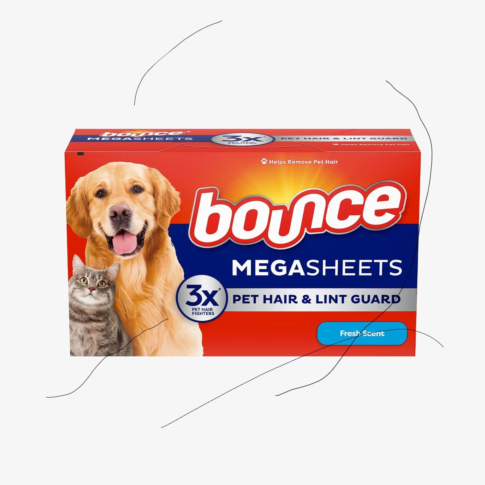 Bounce Pet Hair and Lint Guard Mega Dryer Sheets, Fresh Scent, 120 Count