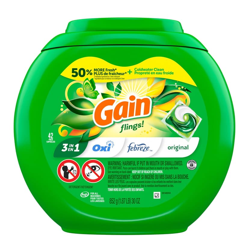 Gain flings Laundry Detergent Soap Pacs, Original Scent, 42-pk