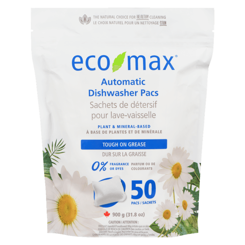Eco-Max Plant & Mineral-Based Automatic Dishwasher Detergent Tabs, Fragrance-Free, 50-pk