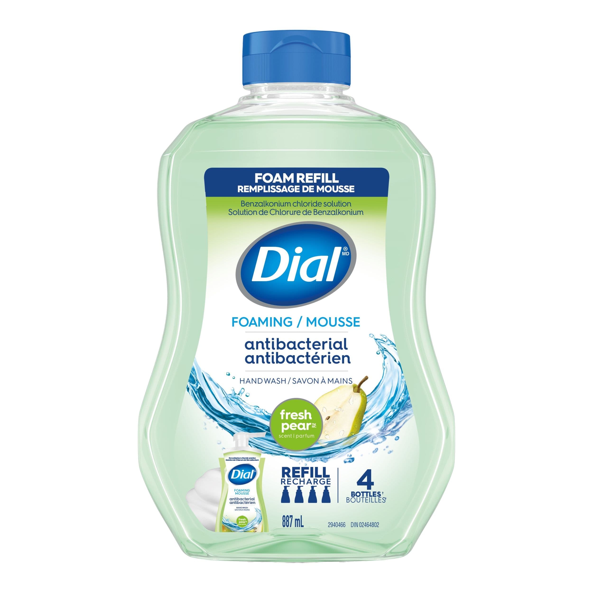 Dial Antibacterial Foaming Hand Soap Refill, Fresh Pear Scent, 887-mL