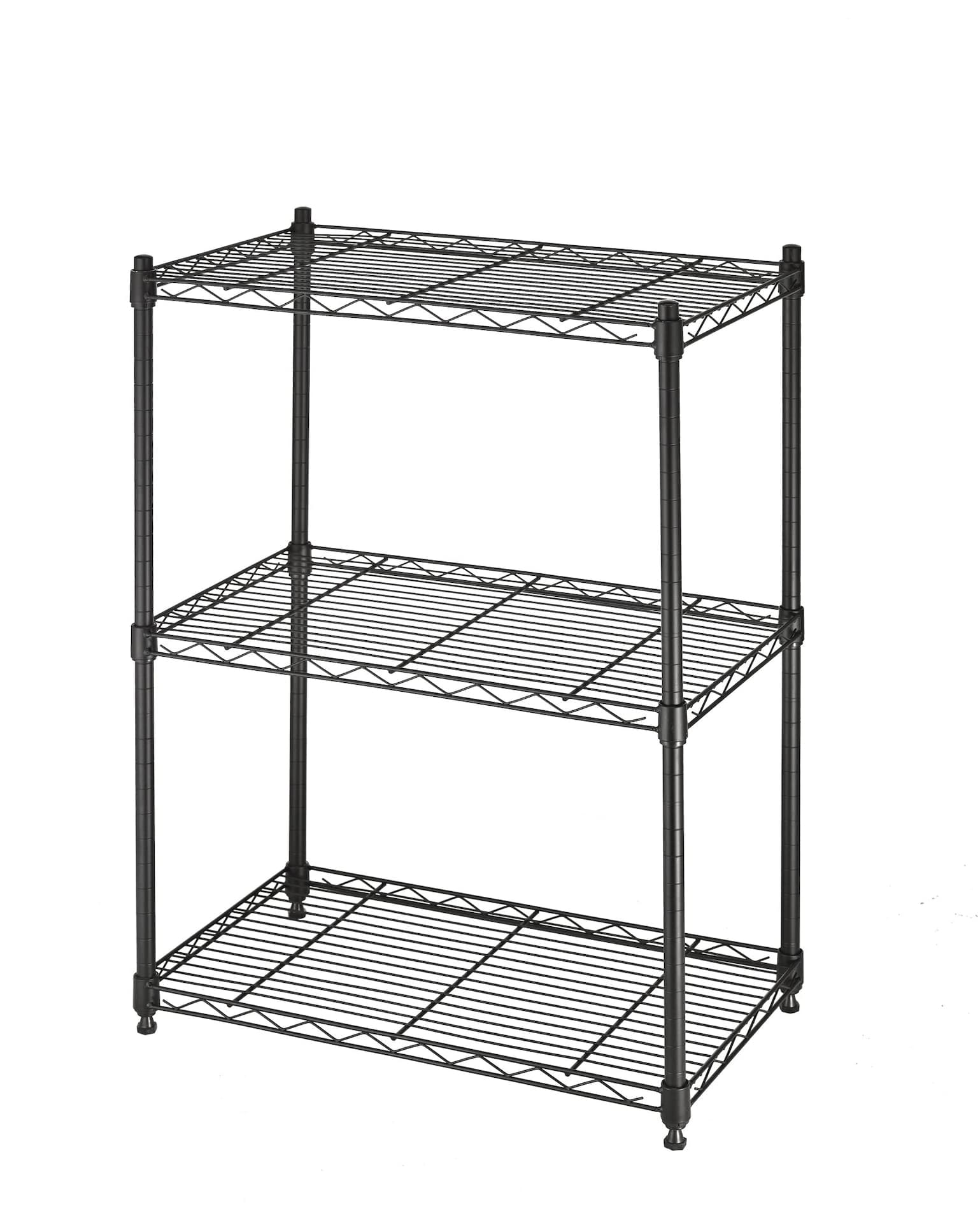 type A Metal 3-Tier Adjustable Wire Shelving Storage Unit, Black