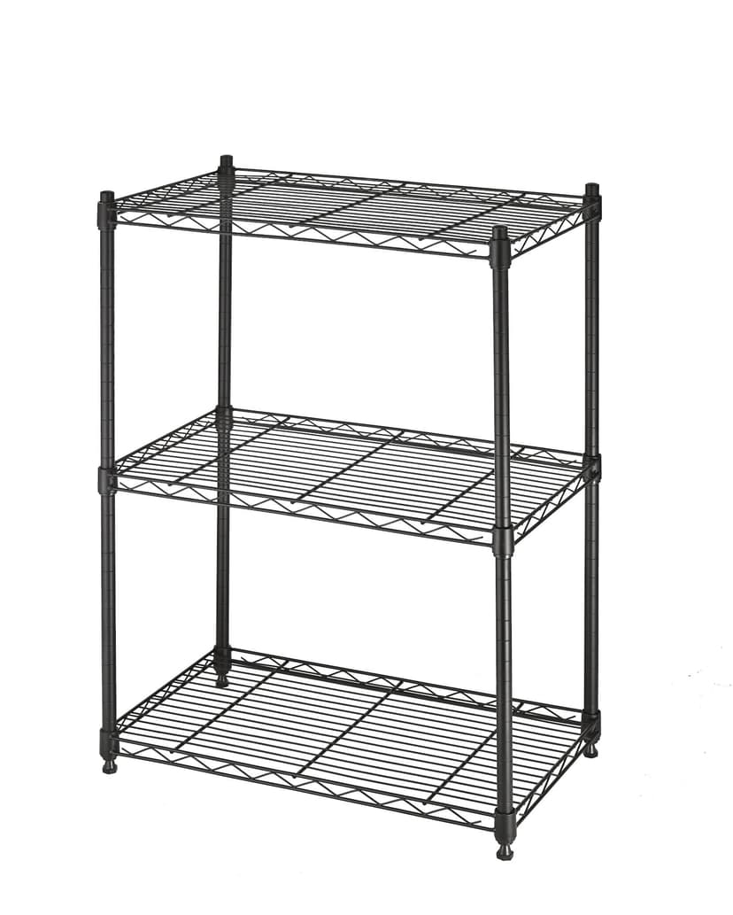 type A Metal 3-Tier Adjustable Wire Shelving Storage Unit, Black