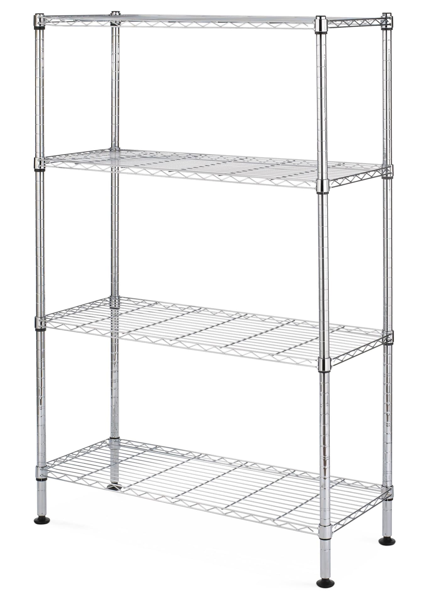 type A Metal 4-Tier Adjustable Wire Shelving Storage Unit, Chrome