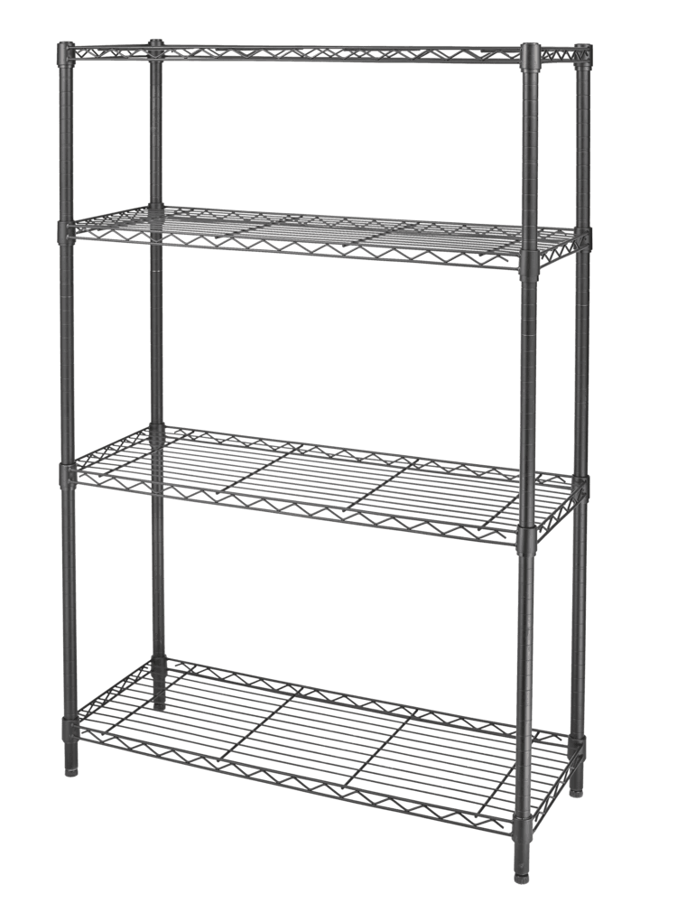 type A Metal 4-Tier Adjustable Wire Storage Shelves/Unit, Black