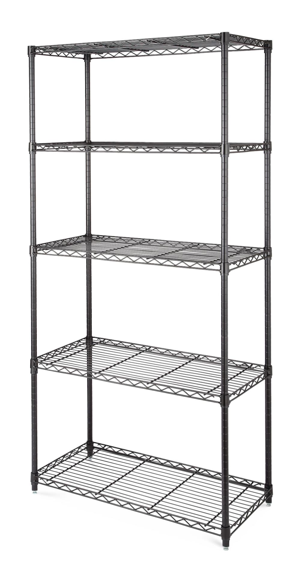 type A Metal 5-Tier Adjustable Wire Shelving Storage Unit, Black