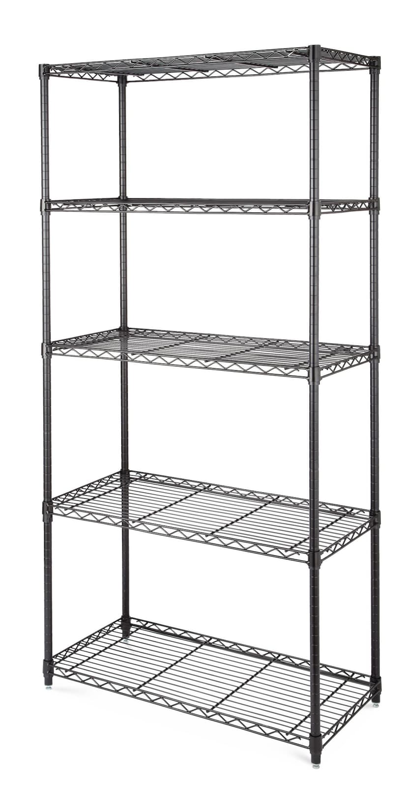 type A Metal 5-Tier Adjustable Wire Shelving Storage Unit, Black