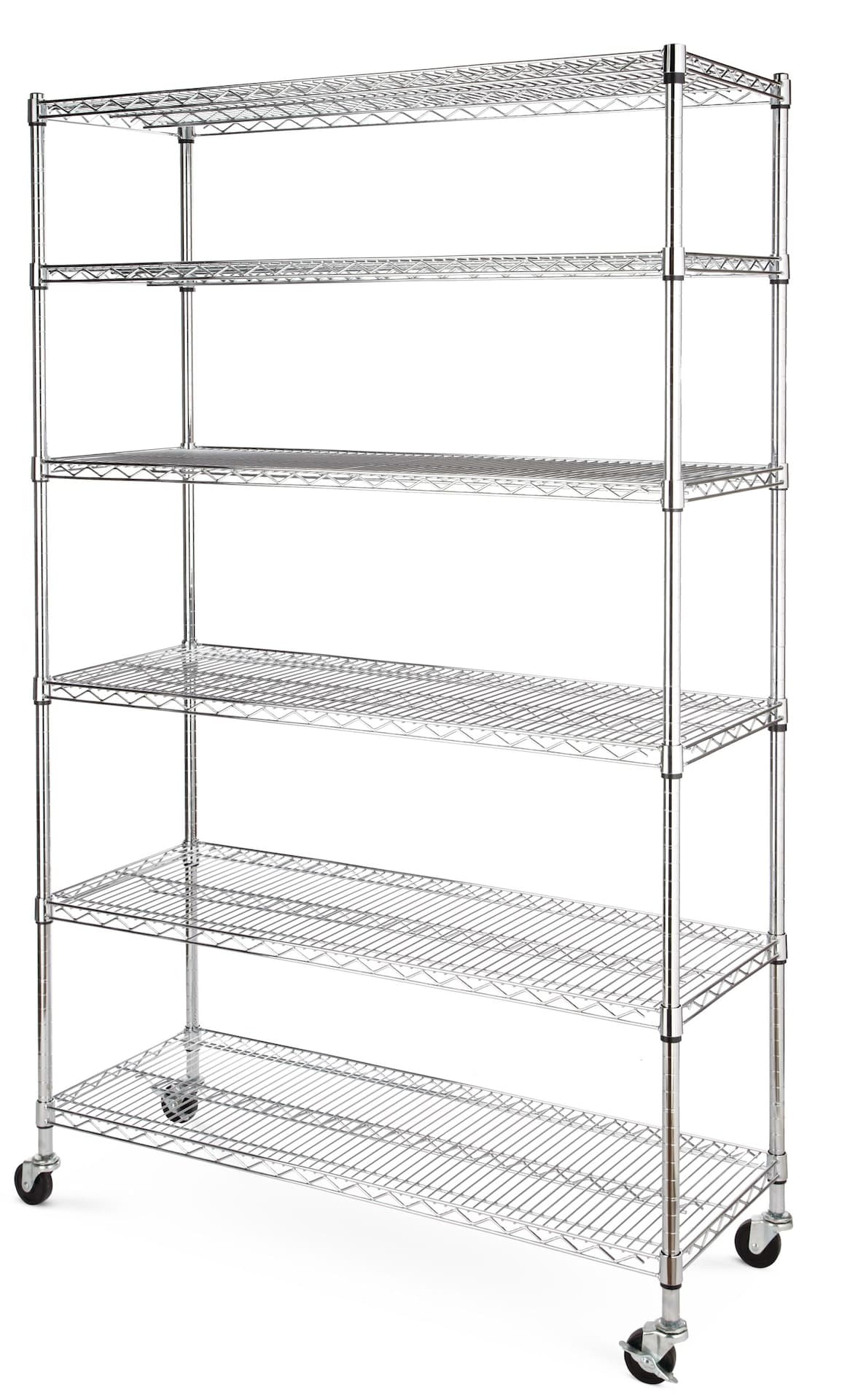 type A Metal 6-Tier Adjustable Wire Shelving Storage Unit with Wheels
