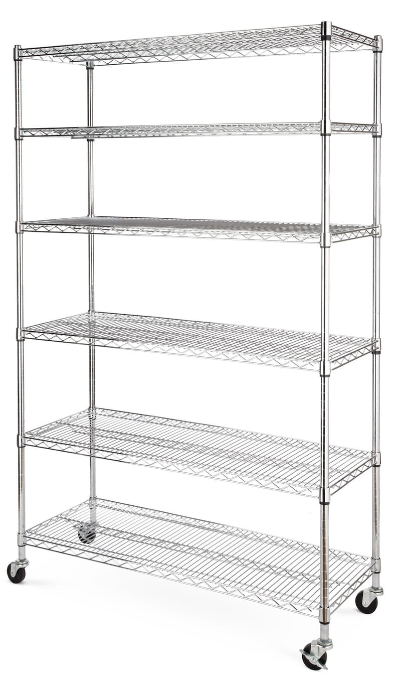 type A Metal 6-Tier Adjustable Wire Shelving Storage Unit with Wheels