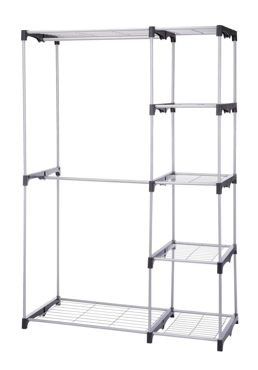 type A Prima Metal Freestanding Closet Organizer with 5 Wire Shelves & Rods
