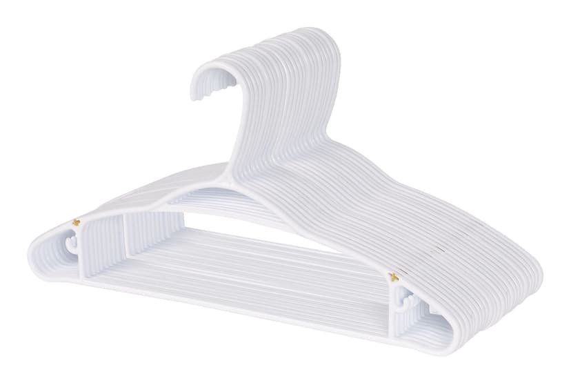 type A Plastic Hangers, Slim, White, 24-pk