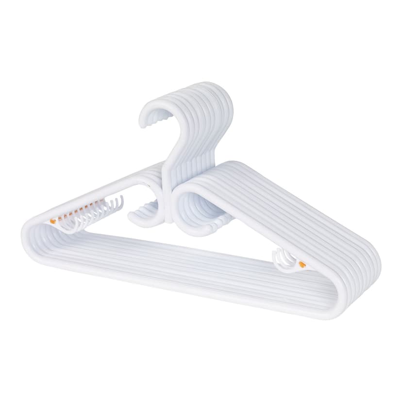 type A Plastic Hangers, Heavy-Duty, White 12-pk