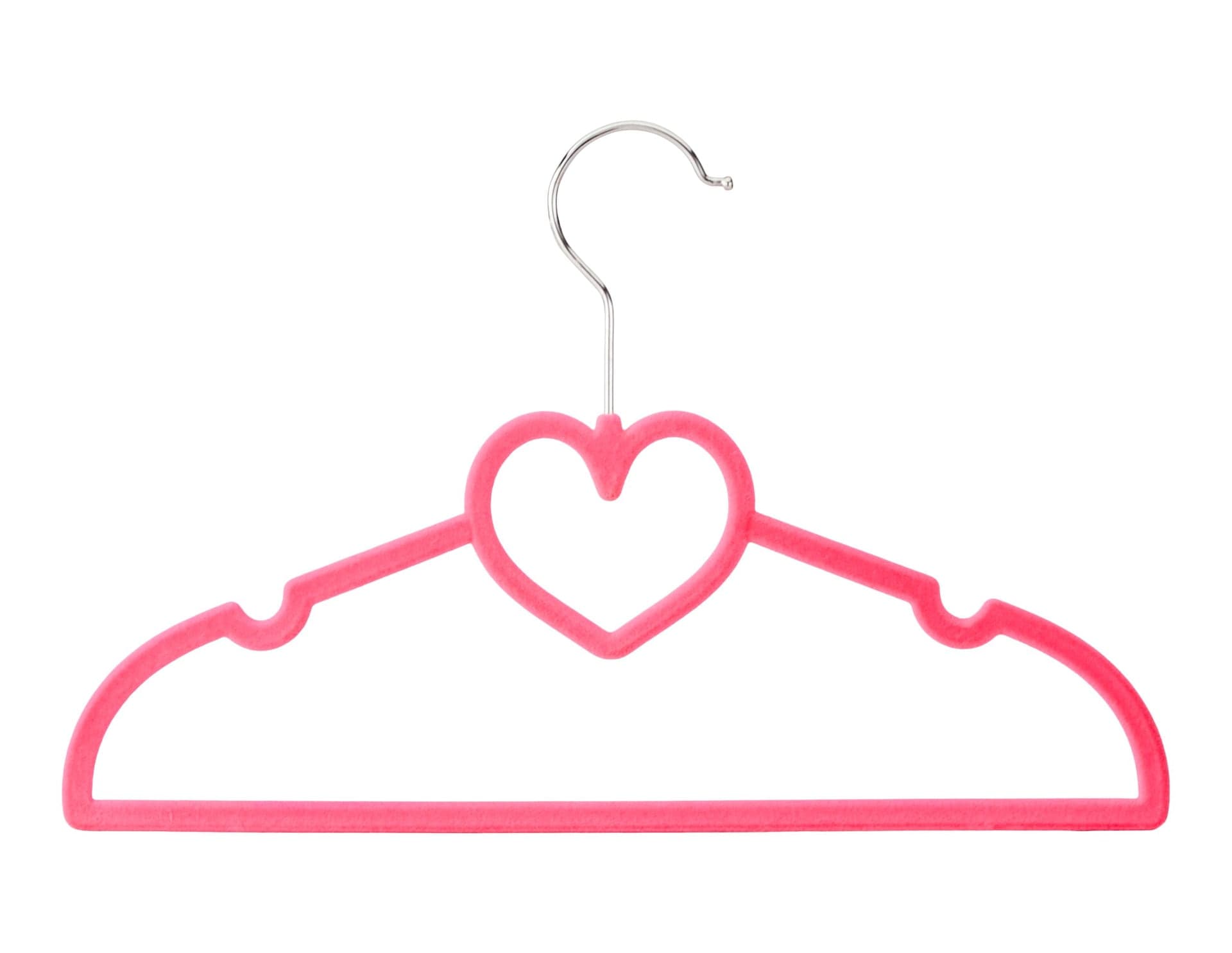 type A Kids' Non-Slip Slim Swivel Hanger with Heart, Barbie Pink, 10-pk