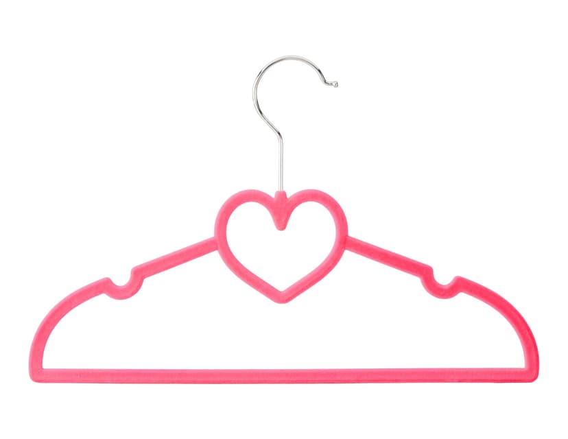 type A Kids' Non-Slip Slim Swivel Hanger with Heart, Barbie Pink, 10-pk