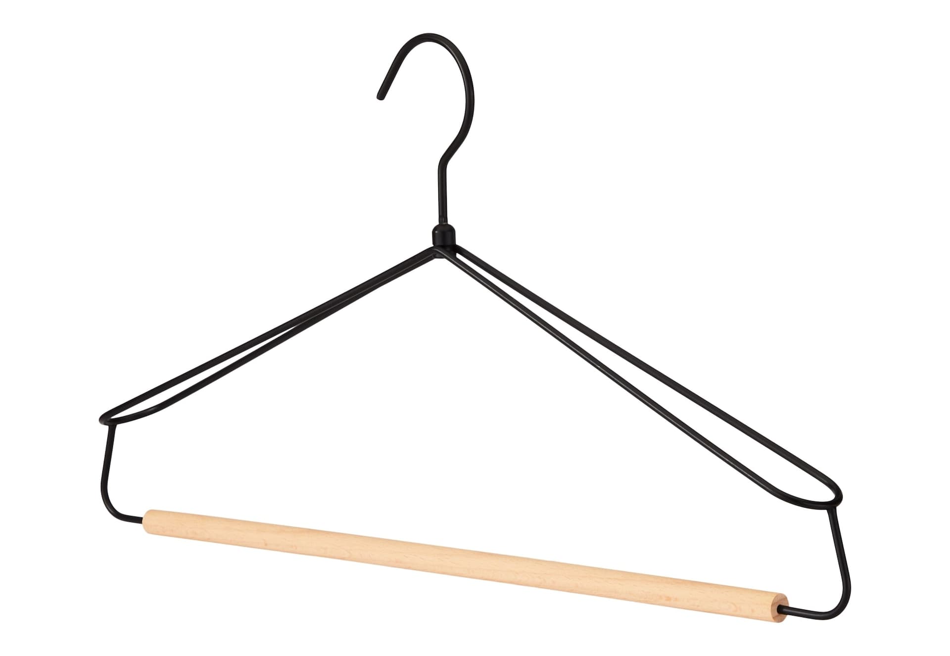 type A Metal Wire Hanger with Wooden Bar, 3-pk