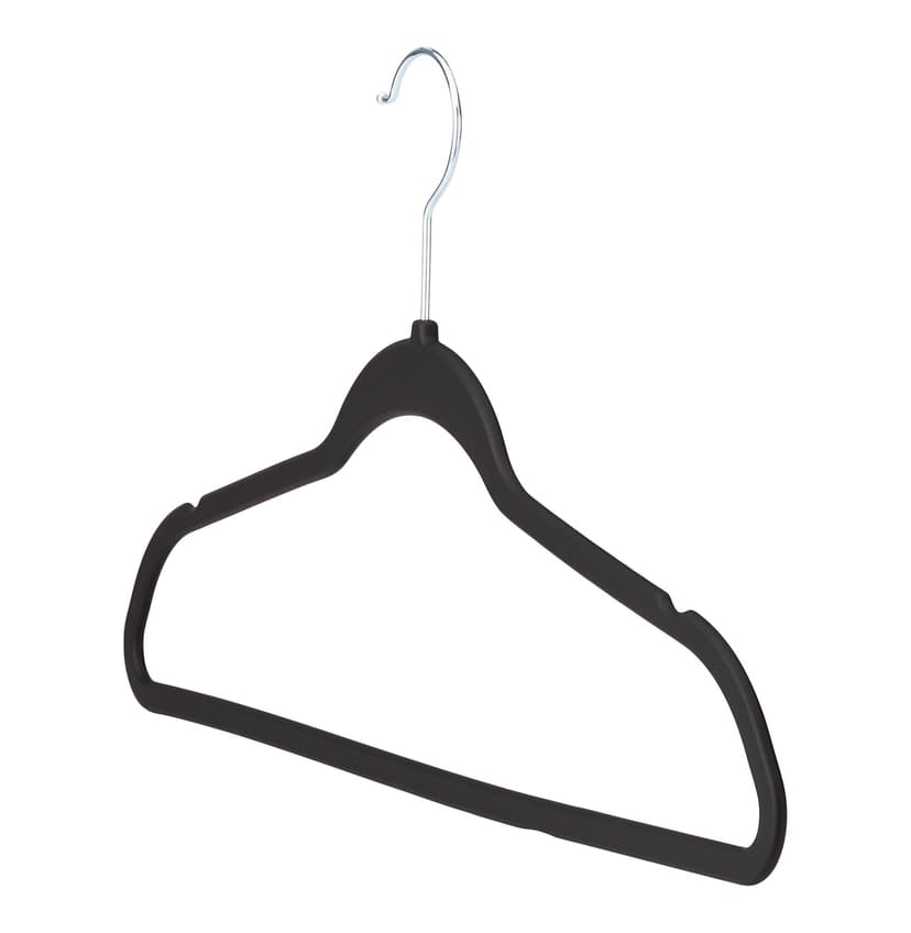 type A Rubberized Slim Non-Slip Hanger, Black 10-pk