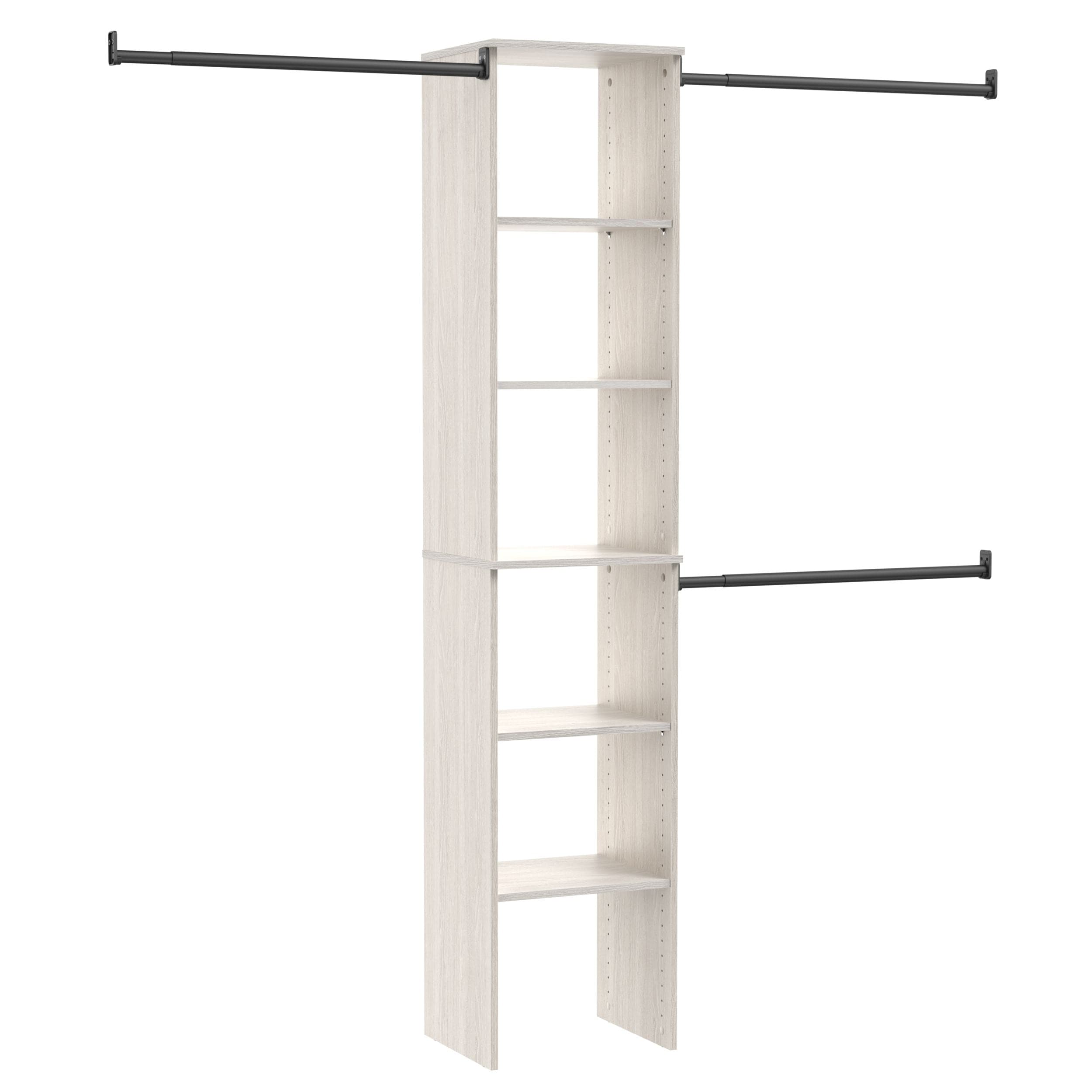 ClosetMaid Suite Symphony Laminate Wood Tower Starter Kit with Rods, White Timber, 16-in