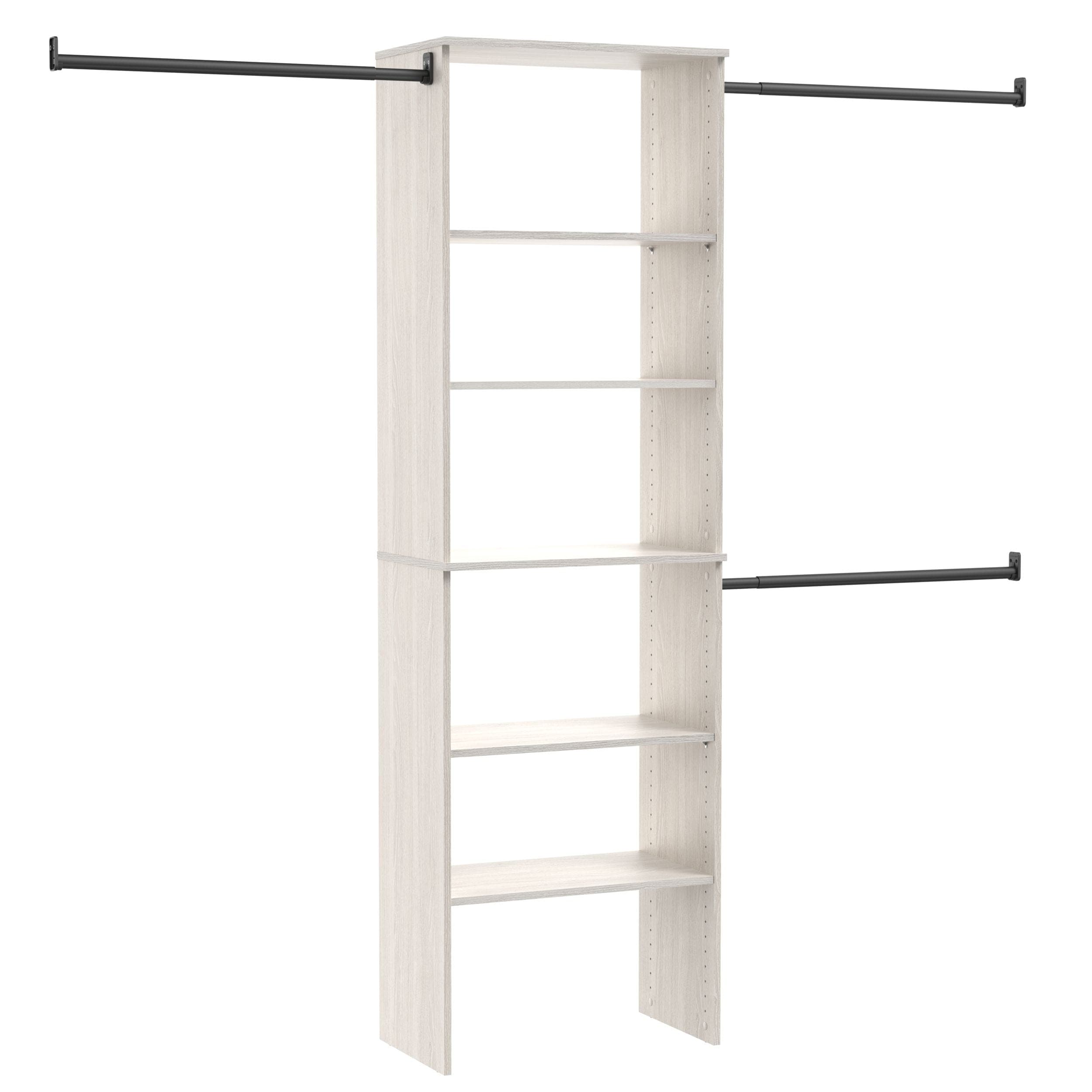ClosetMaid Suite Symphony Laminate Wood Tower Starter Kit with Rods, White Timber, 25-in