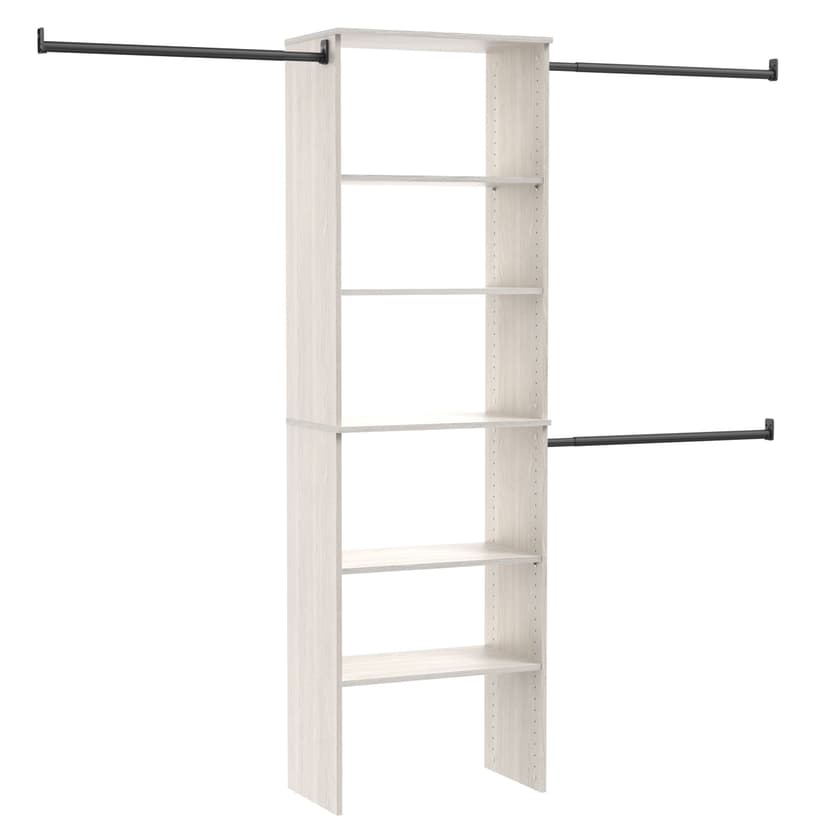 ClosetMaid Suite Symphony Laminate Wood Tower Starter Kit with Rods, White Timber, 25-in