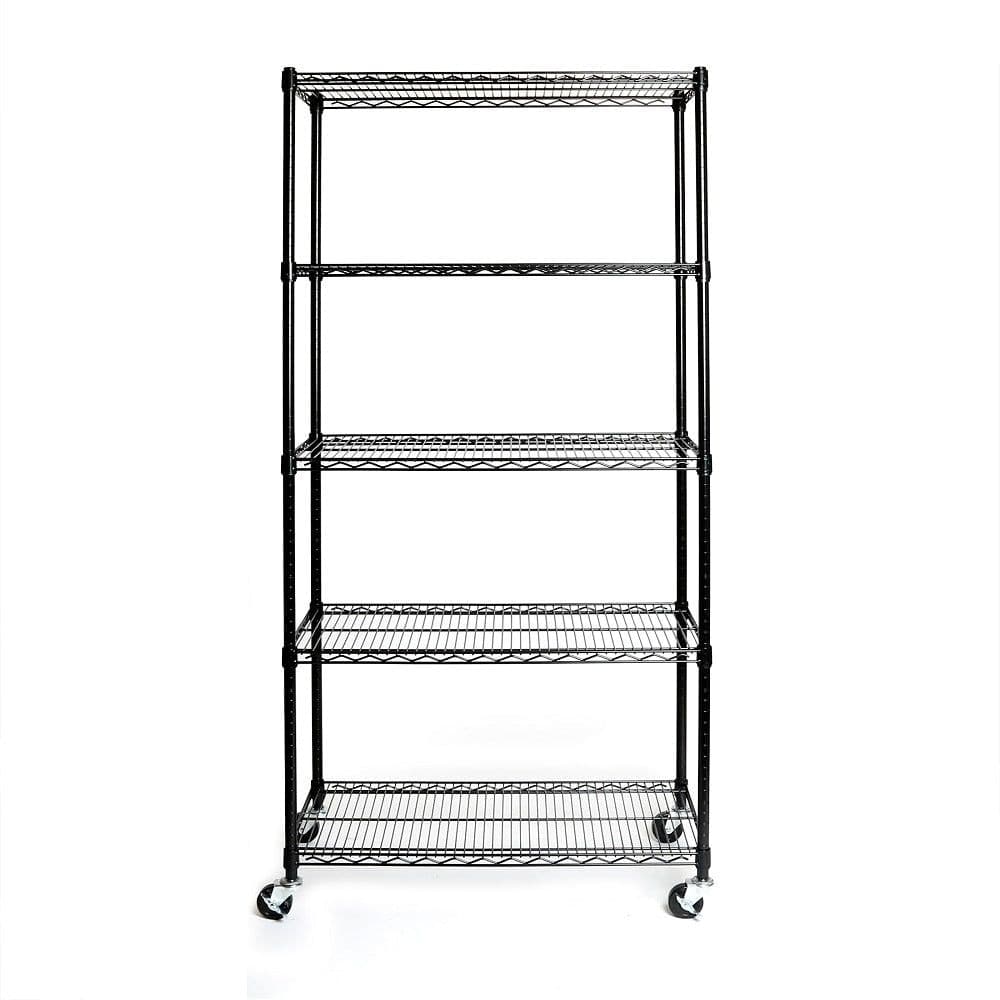 Vancouver Classics 5-Tier NSF Steel Shelving, 36-in x 18-in x 72-in, Black