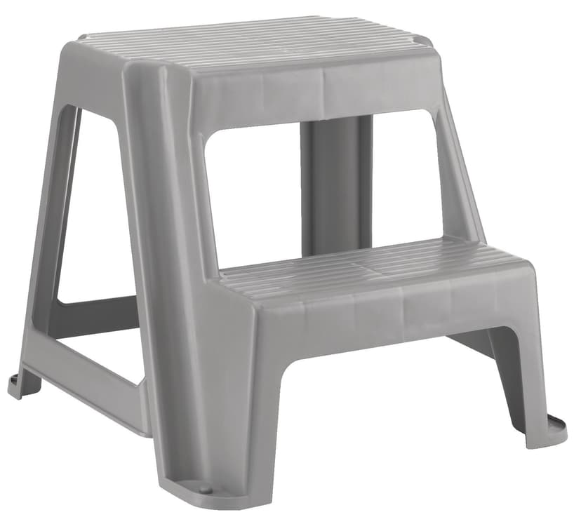 Home Collection Two-Step Stool For Kitchen & Bathroom, Anti-Slip, Grey, 16-in