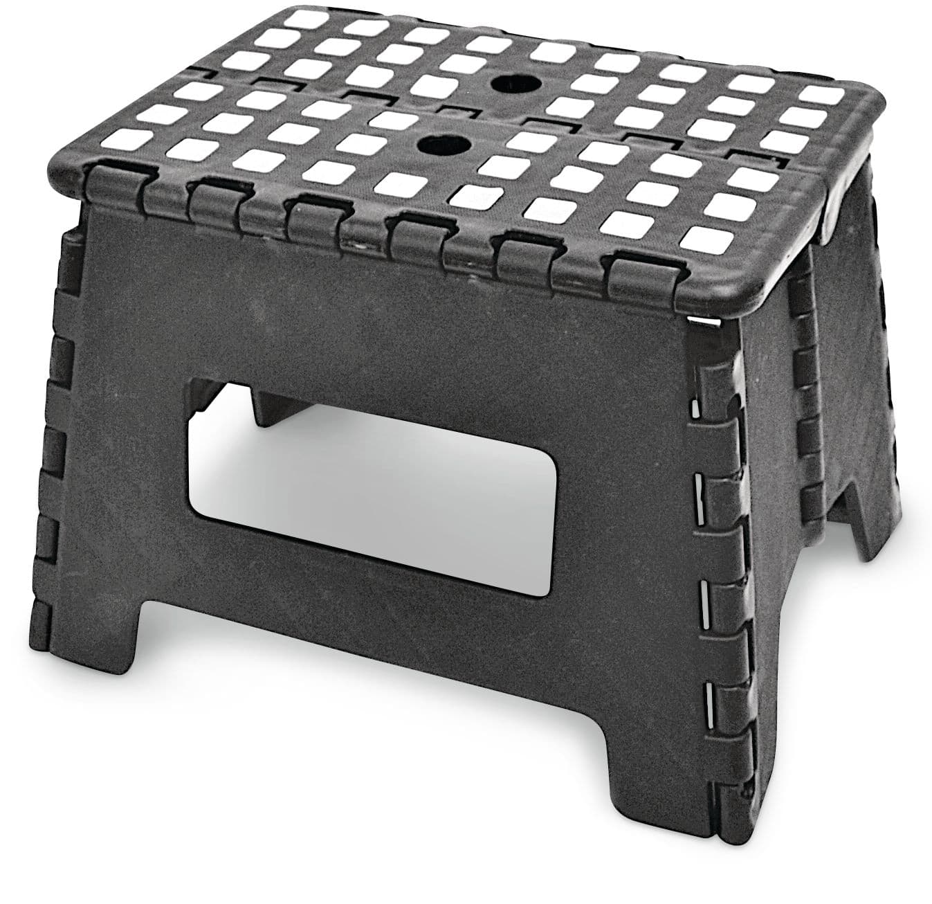 Maison Kleen Plastic Anti-Slip Folding Step Stool For Kitchen & Bathroom, Black, 9-in