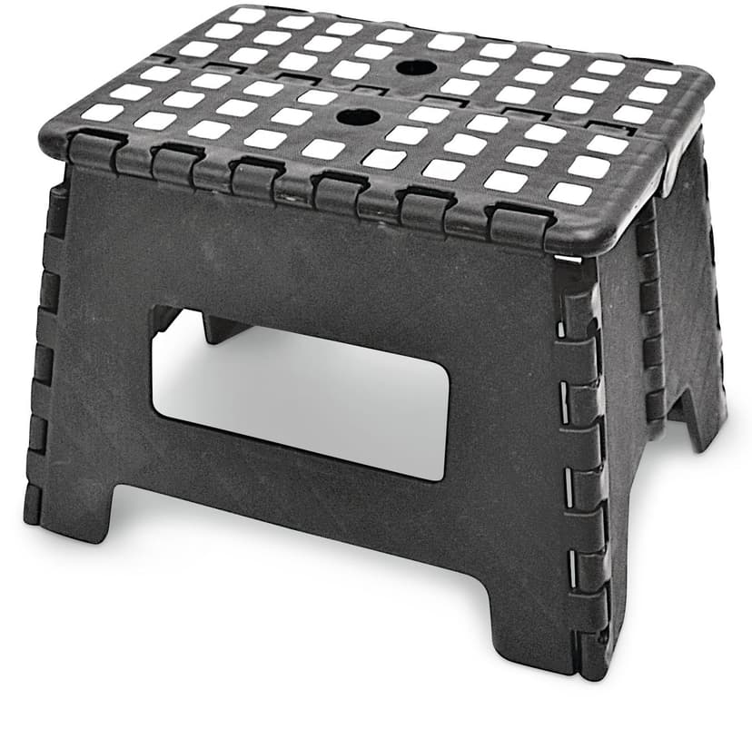 Maison Kleen Plastic Anti-Slip Folding Step Stool For Kitchen & Bathroom, Black, 9-in