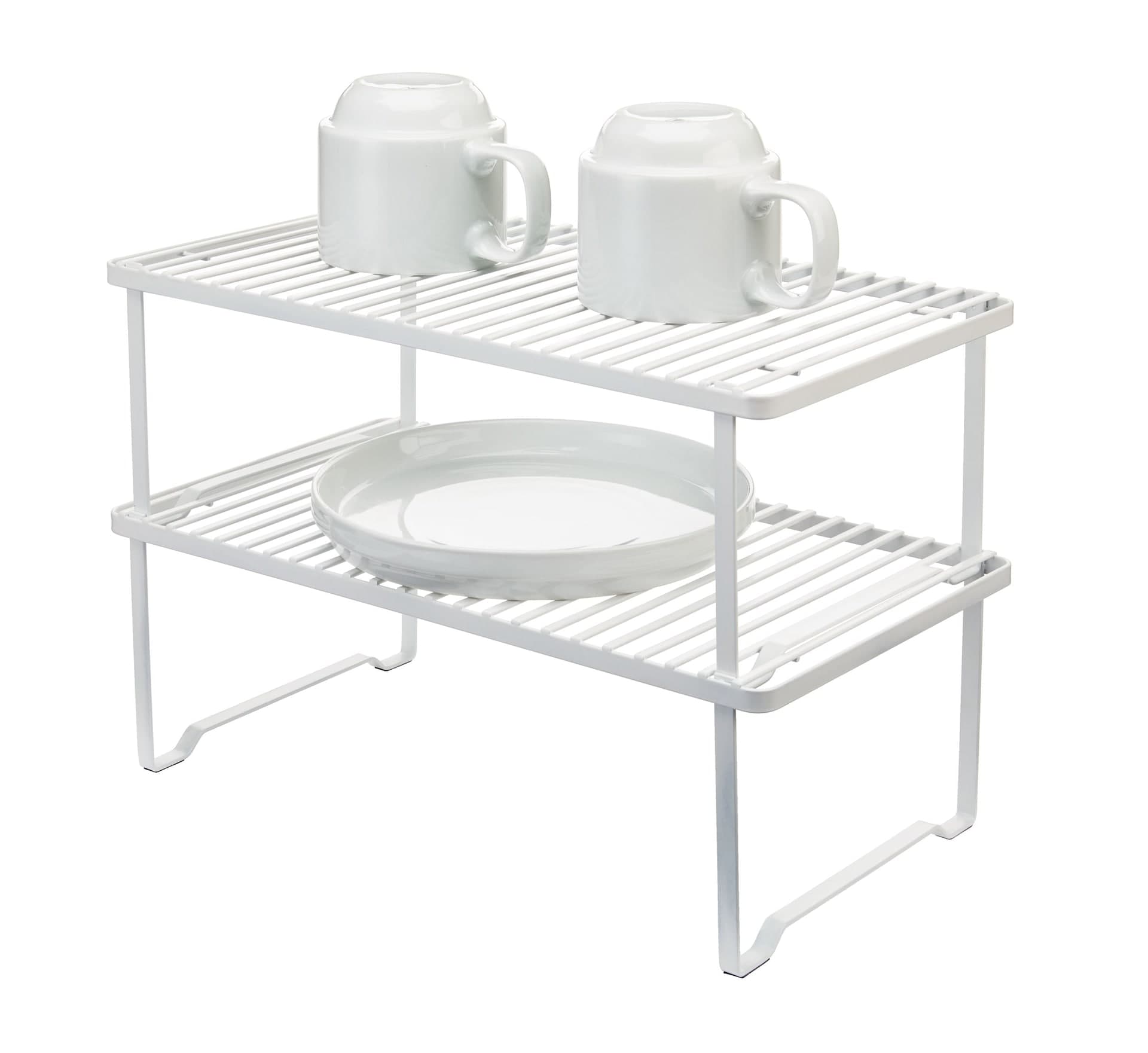 Type A Linear Stackable Storage & Organizer Shelf Rack For Kitchen Cupboard/Cabinet, White