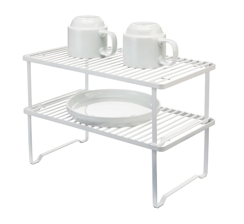 Type A Linear Stackable Storage & Organizer Shelf Rack For Kitchen Cupboard/Cabinet, White