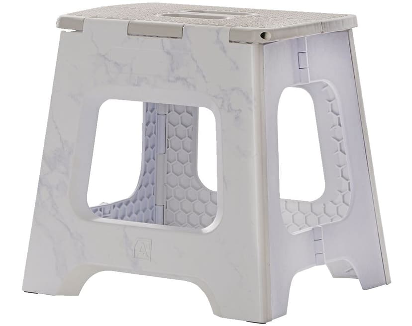 Type A Alpha Plastic Anti-Slip Folding Step Stool For Kitchen & Bathroom, White, 13-in