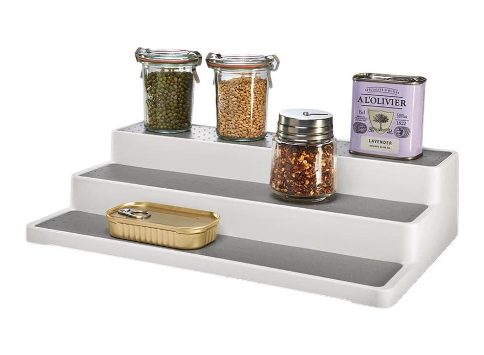 Madesmart 3-Tier Spice Jar Organizer Rack For Kitchen Cupboard/Cabinet, White