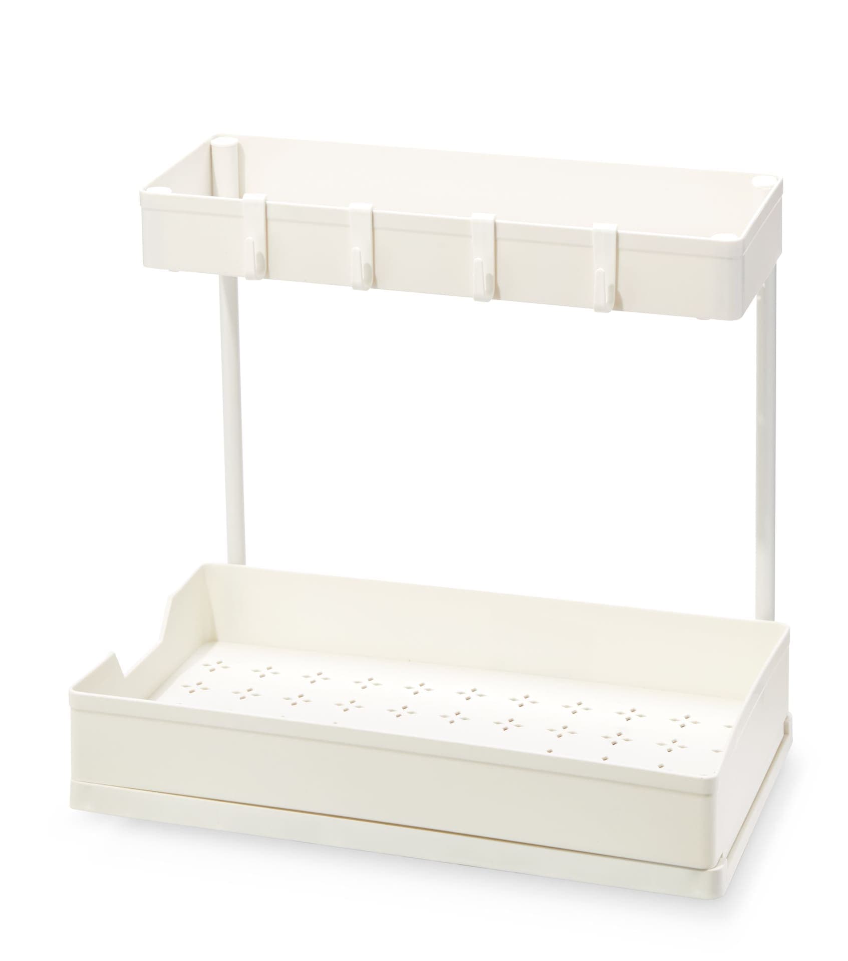 type A Prima Under-the-Sink 2-Tier Organizer with Drawer, White