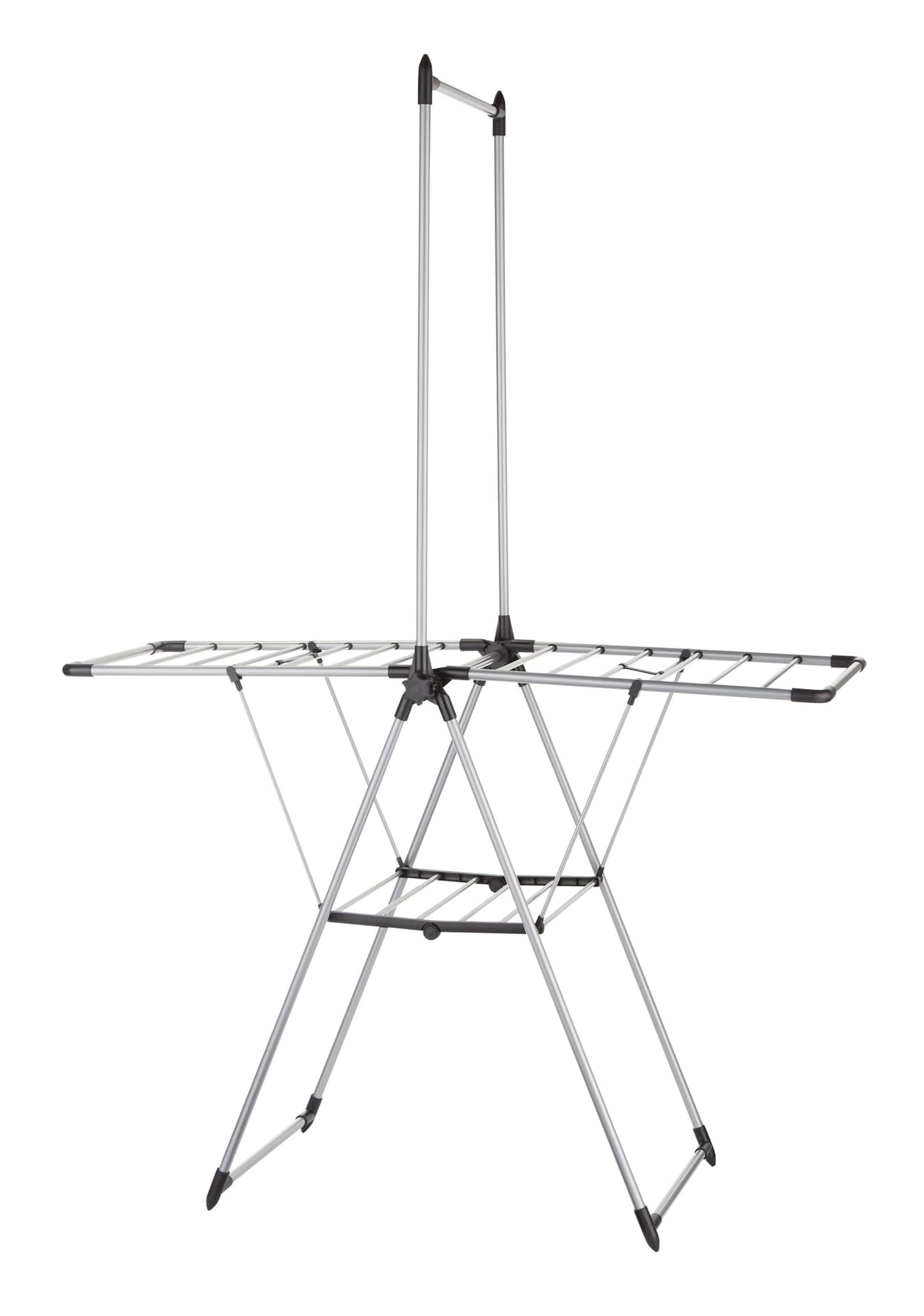 type A Adjustable Drying Rack with Hanger Bar, 53.5 x 23.6 x 39-in, Silver