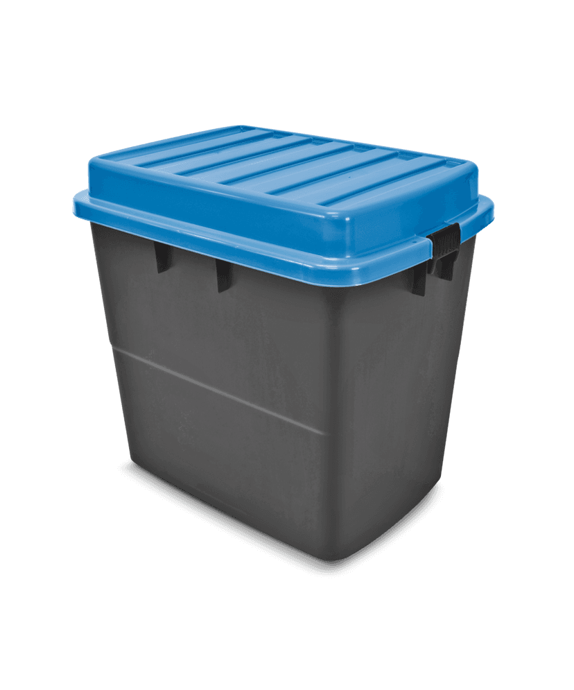 Mastercraft Heavy Duty Storage Box with Wheels and Latched Lid, 210-L, Black/Blue