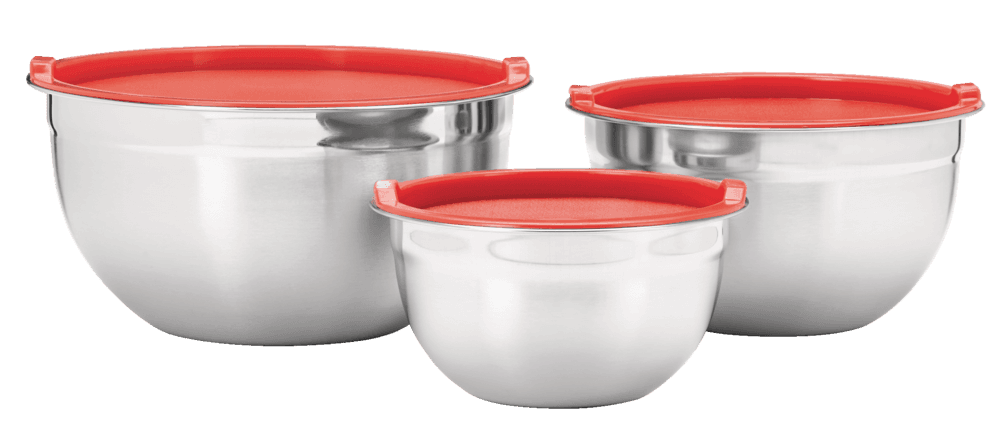 MASTER Chef Stainless Steel Mixing Bowls with Plastic Lids, 3-pk