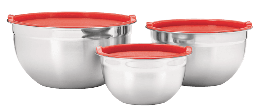 MASTER Chef Stainless Steel Mixing Bowls with Plastic Lids, 3-pk