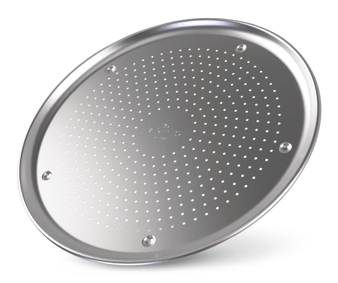 PADERNO Professional Uncoated Aluminum Round Pizza Crisper Pan, 16-in