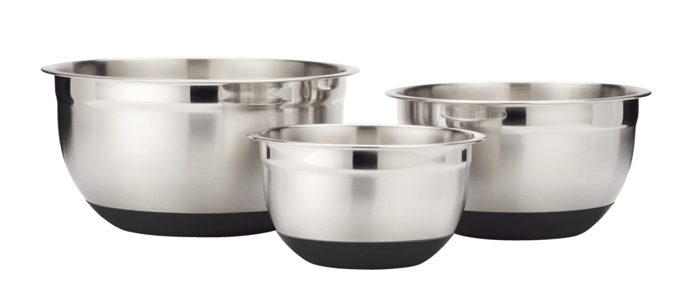 MASTER Chef Stainless Steel Mixing Bowl Set with Non-Slip Bottom, Assorted Sizes, 3-pc