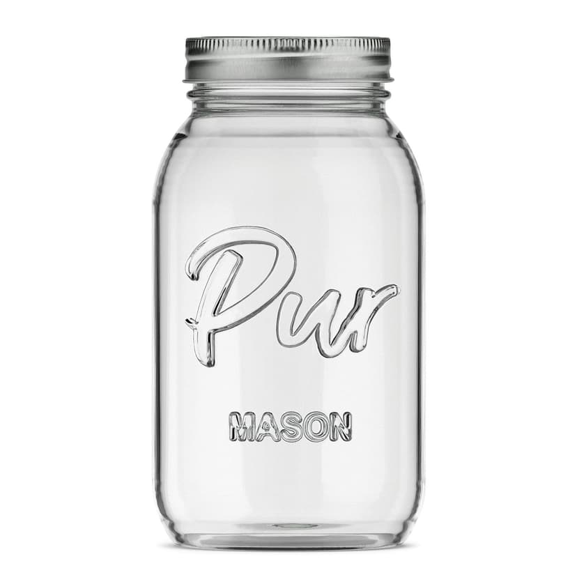 Pur Mason Regular Mouth Canning Glass Jar with Lid & Band, 32-oz/946-mL, 12-pk