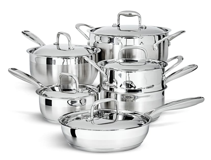 PADERNO Canadian Classic Stainless Steel Cookware Set, Dishwasher & Oven Safe, 11-pc