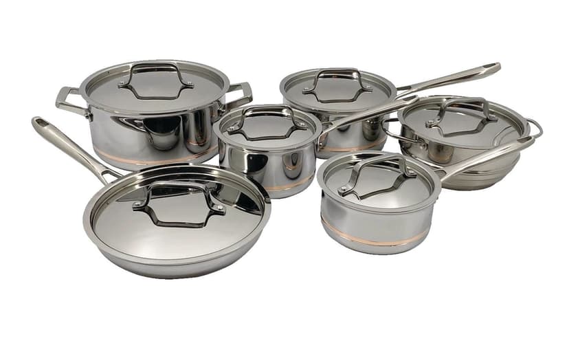 PADERNO 5-Ply Copper Core Stainless Steel Cookware Set, Oven Safe, 12-pc