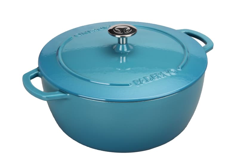 PADERNO Cast Iron Dutch Oven, Atlantic Blue, 6.6-L