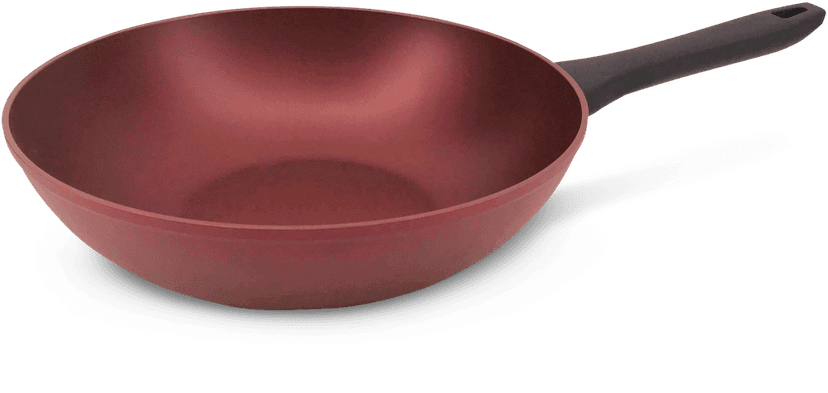PADERNO Classic Wok Stir Fry Pan, Non-Stick, Maroon, 30-cm