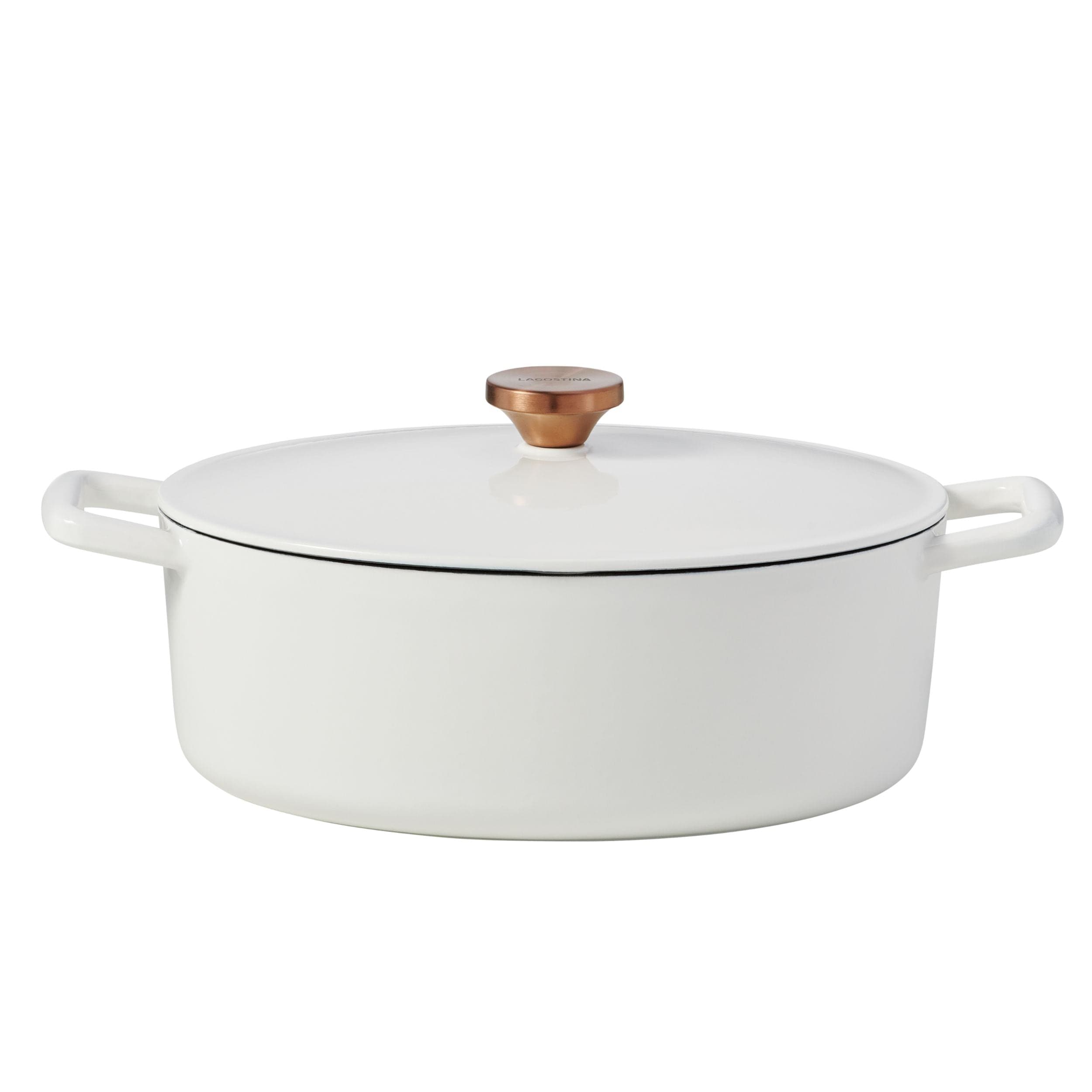 Lagostina Tuscan Collection Enamel Cast Iron Dutch Oven, White, 5-qt