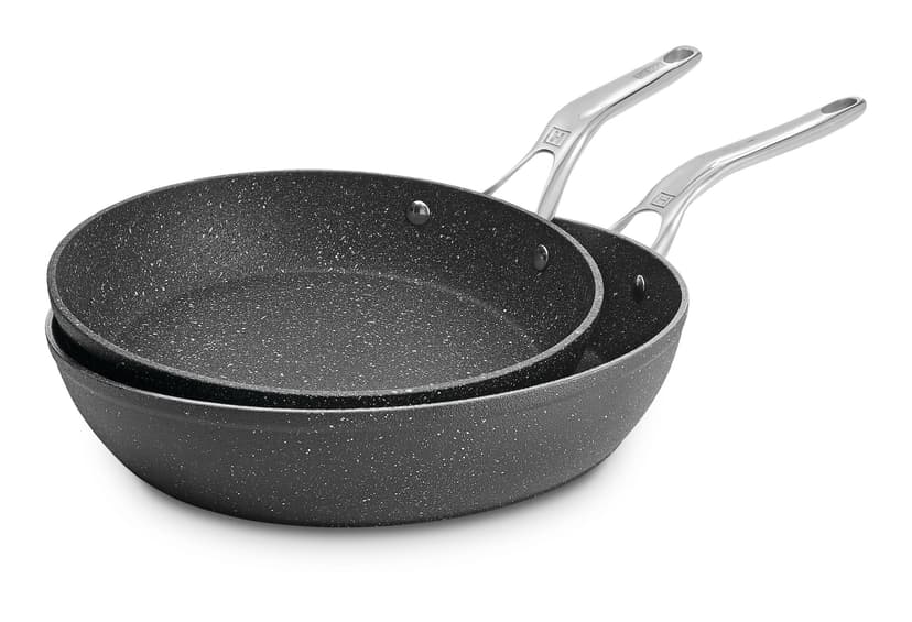 Heritage The Rock Frying Pan, Non-stick, Dishwasher & Oven Safe, 26cm & 30cm, Black, 2-pk