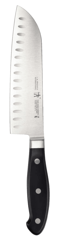 Henckels Stainless Steel Fine Edge Forged Santoku Knife, Ergonomic Grip, 7-in