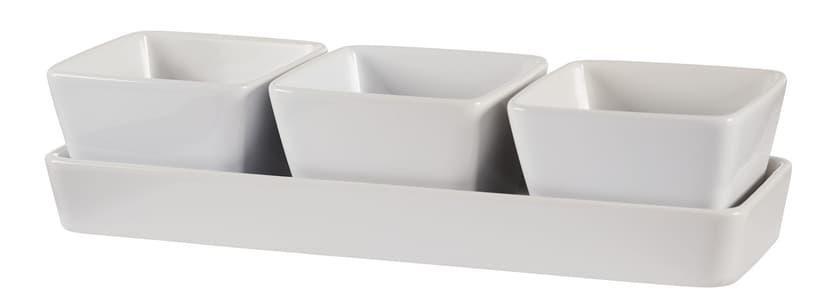 CANVAS Porcelain Reusable Serving Tray with Bowls, White, 12-in, 3-pk, for Christmas/Thanksgiving/New Year's Eve/Easter/Birthday Party