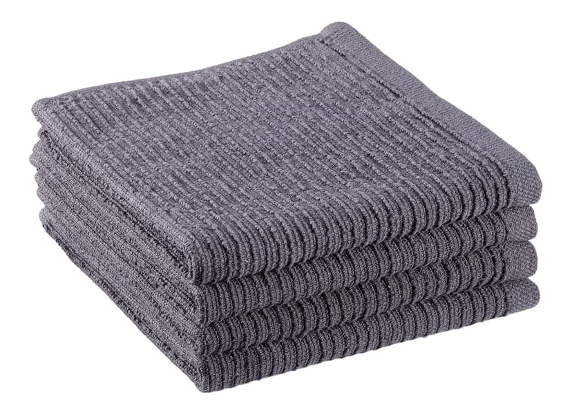 PADERNO Ribbed Cotton Terry Square Dish Cloths, Charcoal, 4-pk