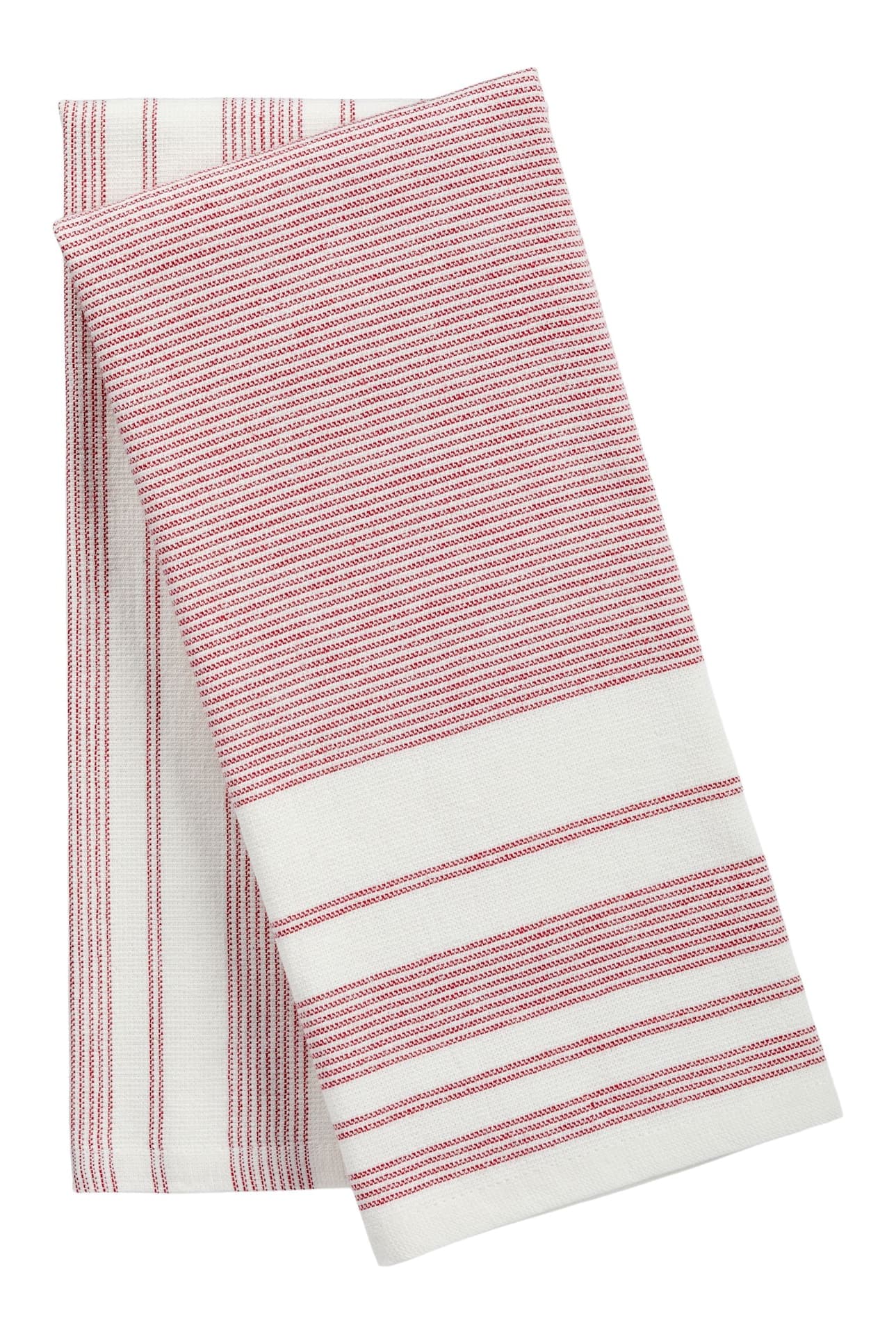 PADERNO All-Purpose Striped Flatweave Terry Kitchen Towels, Red, 2-pk