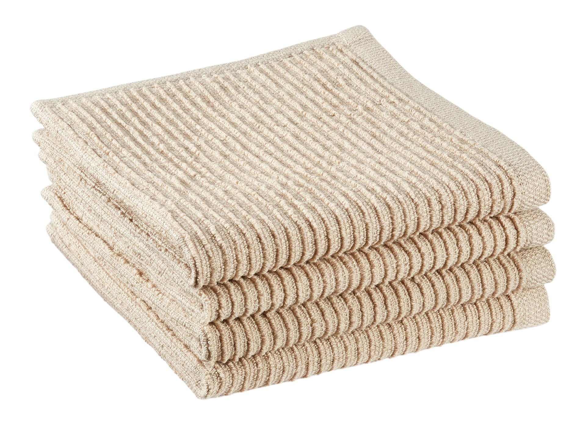 PADERNO All-Purpose Ribbed Cotton Terry Square Dish Cloths, Beige, 4-pk