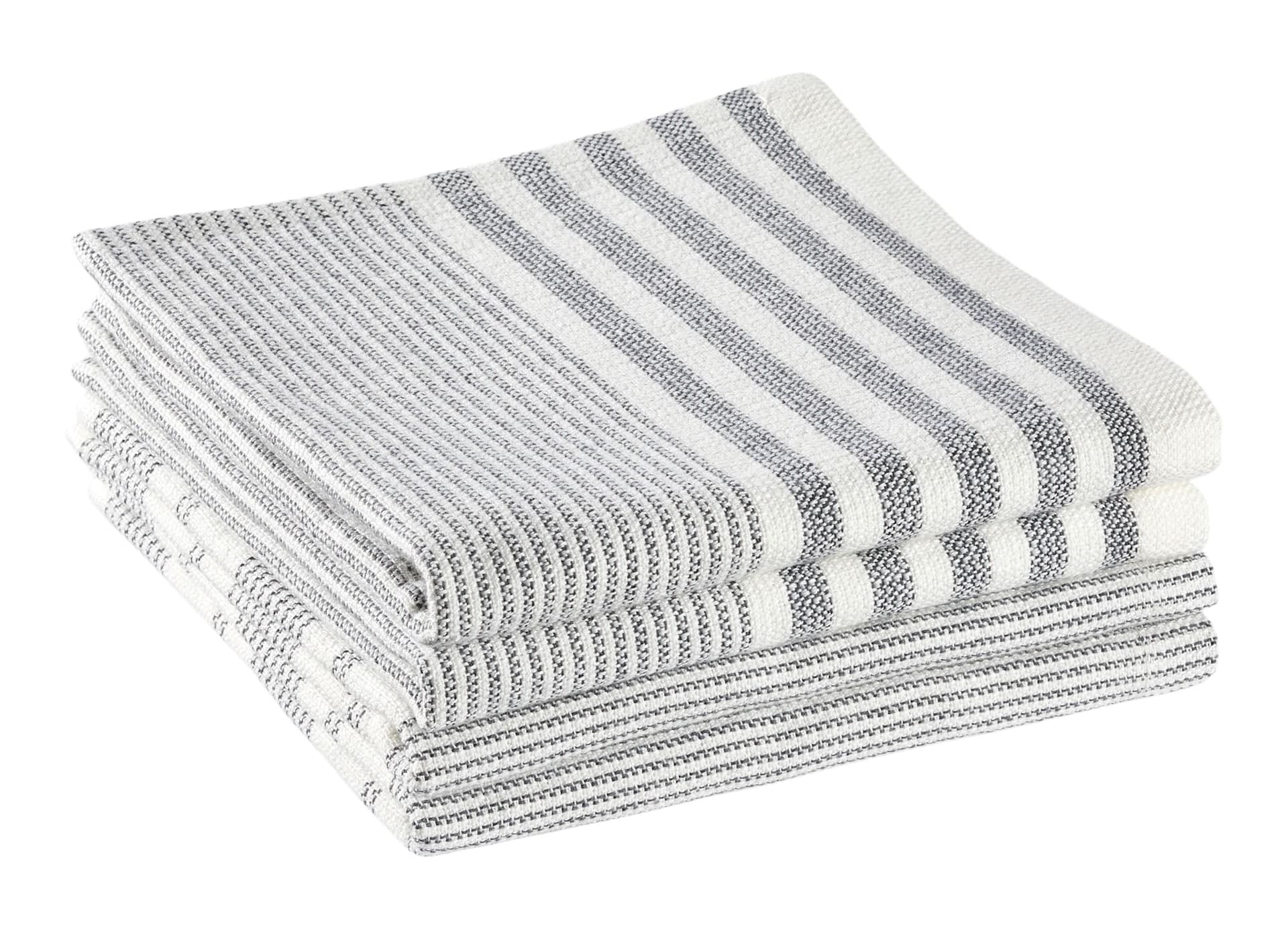 PADERNO All-Purpose Striped Cotton Terry Square Dish Cloths, Grey, 4-pk